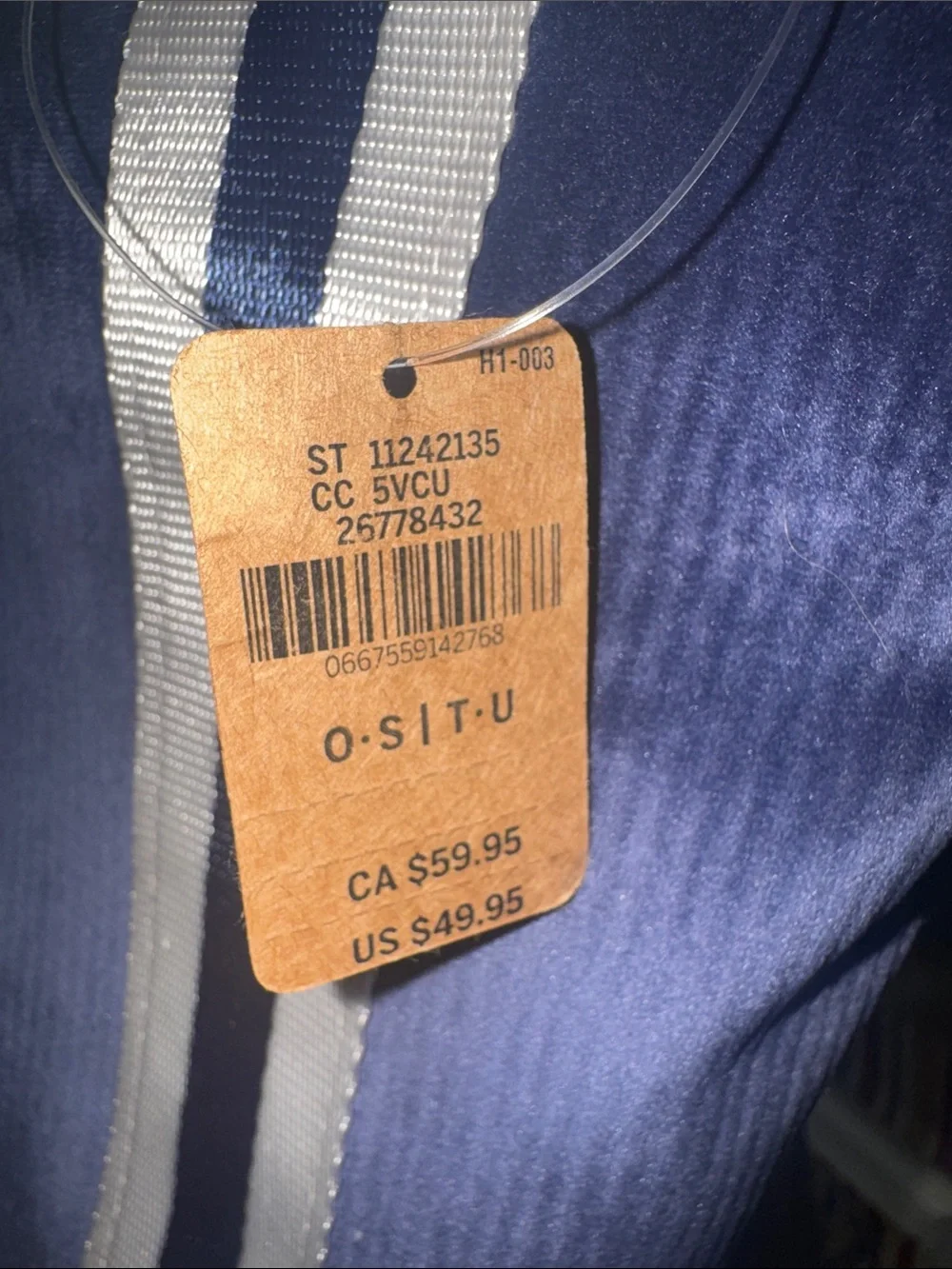 Victoria secret pink Navy Corduroy Tote Bag with Striped Handles